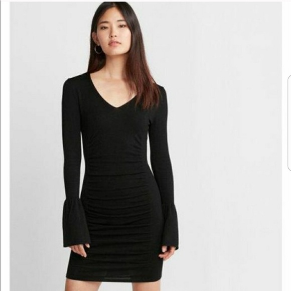 Express Dresses & Skirts - ✨Express✨ Bell Flare Sleeve V Neck Sweater Dress